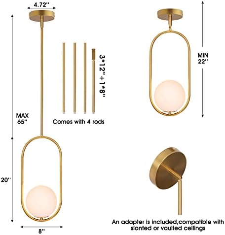 Бомлузо модерно осветлување на приврзоци злато виси светло за светло за наклон таван, месинг за осветлување од месинг, приврзок за приврзок лустер глобус, приврзок