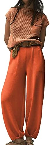 Обични женски обични облеки во Аинангуа, комплети за џемпери, плетени врвови со високи половини, панталони за харем панталони