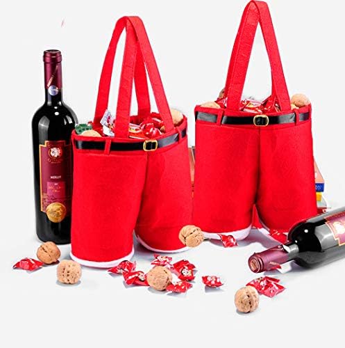 2 парчиња Божиќни украси за подароци за бонбони торби за бонбони санта панталони стил прекрасни торбички торби со шише со вино за деца најдобри за одмор за венчавки
