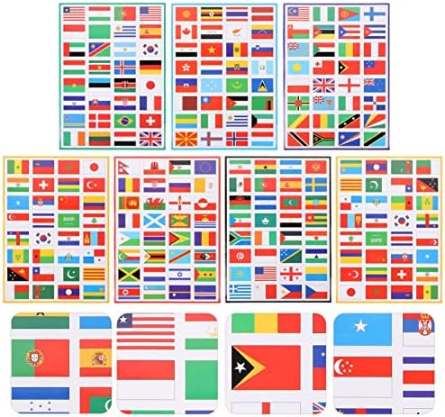 Toyvian 7 листови на налепници на светско знаме налепници на знаме налепници на налепници на знаме налепници за училиште, весник, бележник,