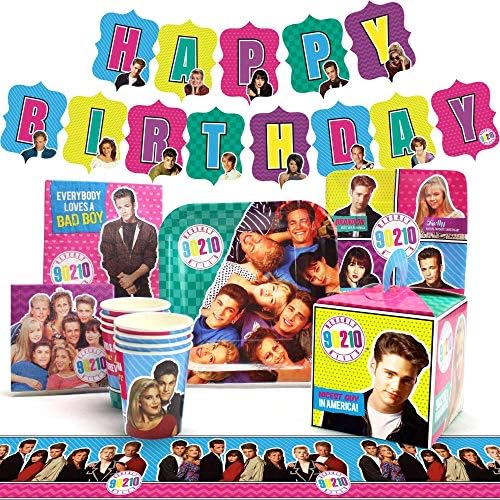 Беверли Хилс 90210 Партиски материјали, украси и материјали од 90 -тите години, пакет за роденден во 90 -тите години