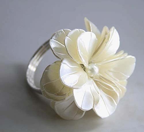 Mxiaoxia Pearl Flower Clain прстен свадбена декорација, држач за големо на салфетка 12 компјутери