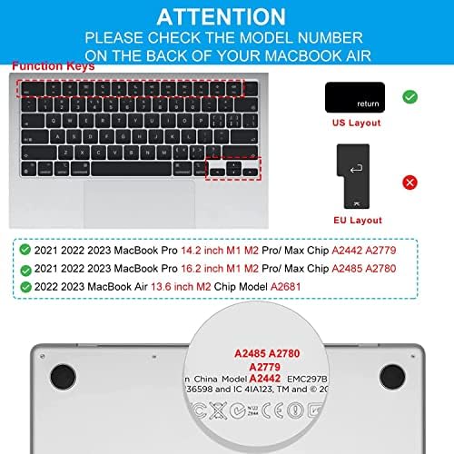 CaseBuy Капак На Тастатурата За Macbook Air M2 13.6 A2681 2023 2022, MacBook Pro 14 инчен &засилувач; MacBook Pro 16 инчен 2023 2022