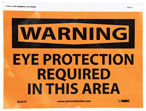 Национален Маркер W201P Предупредување, Заштита На Очите Потребна Во Оваа Област Знак, Ps Винил, 7 x 10