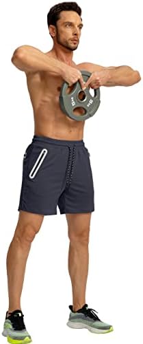 Машки шорцеви за мажи во Пинкбомб со 3 џебови од патенти 5 инчи лесни суви тениски теренски теретани за вежбање атлетски шорцеви