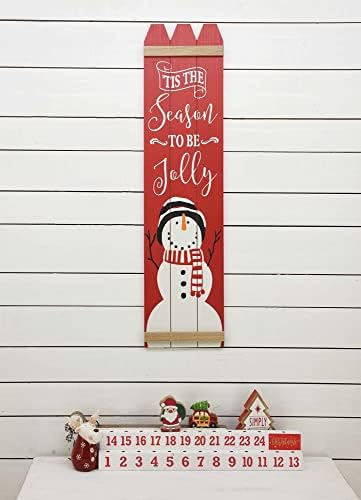 Creativesive Creative Creative Creative Christmas Snowman Wood Wall Plaque со изреки - оваа сезона да биде весела, зимски знак, црвени и бели