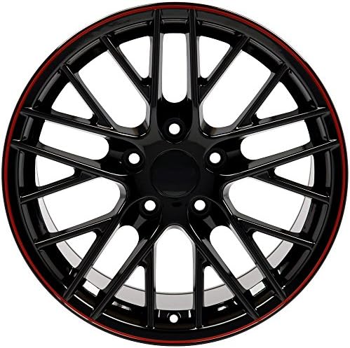 OE Wheels LLC 18 инчи венчиња одговара на Corvette Camaro CV08B C6 ZR1 стил црна црвена лента 18x8,5 венчиња и Ironman Imove
