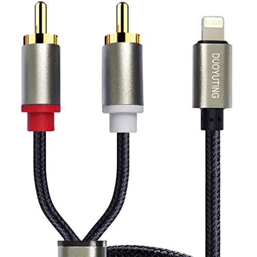 Duoyuting RCA аудио кабел, iOS телефон до 2 машки RCA стерео аудио y-адаптер за iPhone/звук кутија/засилувач/домашен театар итн.