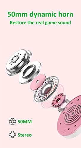 LGBN слатки слушалки за уво за мачки, жични слушалки RGB со 360 ° ротирачки микрофон, лесни стерео стерео слушалки за игра за девојчиња, розова/бела