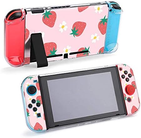 Случај за Nintendo Switch, Flowers со јагода од пет парчиња Поставете заштитни додатоци за конзола за куќи за куќиште за прекинувач за прекинувач
