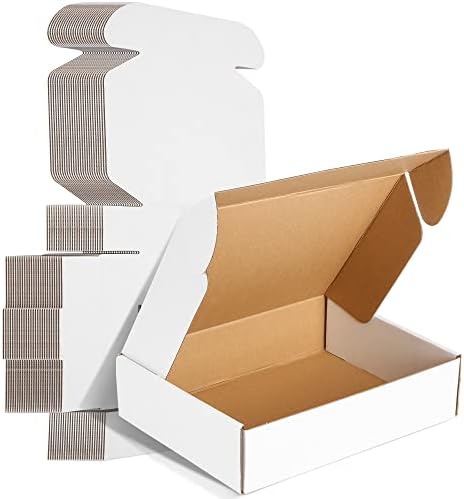 Бели мали мали кутии за испорака од 20 пакувања 12 x9 x3 за пакување мал бизнис, картонски поштар кутии, цврсти и издржливи