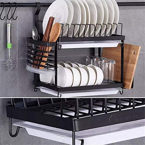 PDGJG решетката за кујна од не'рѓосувачки челик - wallид, монтиран за садови за зачинување за зачинување за складирање на лакови, црна