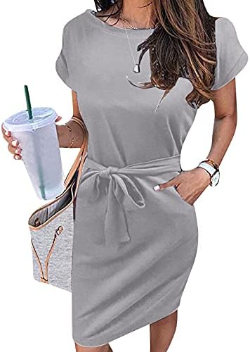 Фустан со маица со кратки ракави за летни шари за кратки ракави, фустани со молив, кои се облекуваат половината на вратот на вратот на вратот со џебови со џебови