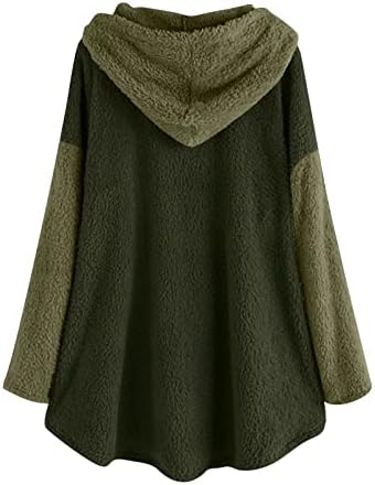 Компарни џемпери за туника за жени лабави, женски есен и зимска обична цврста боја плишана топла качулка плус јакна со големина