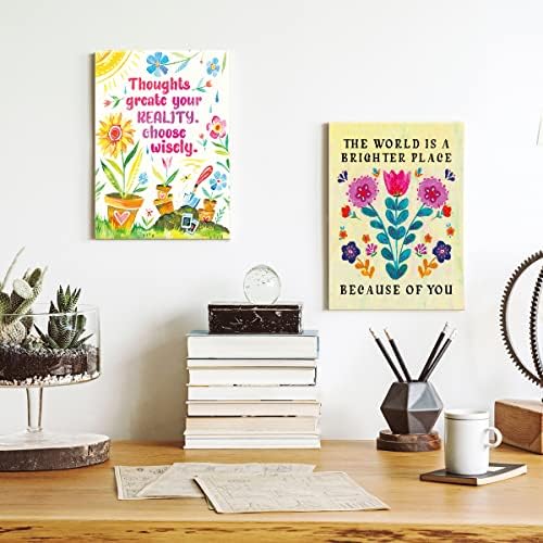 Iiongde Светот е посветло место поради вас wallидно уметничко платно, инспиративни шарени цвеќиња платно постер за печатење подготвени да висат