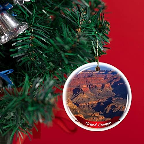 Декор на Fhdang Grand Canyon Божиќен украс порцелан двострана керамички украс, 3 инчи