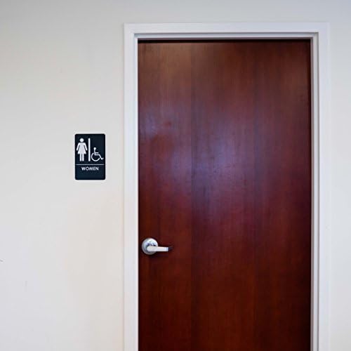 Рок Риџ мажи/жени знак за тоалетот со црна/бела инвалидска количка - АДА во согласност