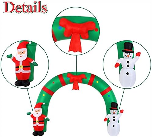 Christmas yealipok Божиќни надувувачи на надувување 10 ft осветлени Дедо Мраз и снежен човек со лак предводени светла на отворено,