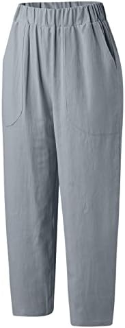 Etkiaагски панталони за џогирање за жени со џебови женски обични цврста боја лабава џебови еластични панталони за половината долги панталони