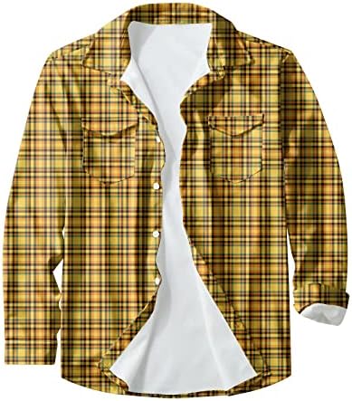 Ксикиам 4XLT Менс кошули големи и високи подароци модни случајни копче-спуштање лапел со долги ракави печатени кардиган јакна