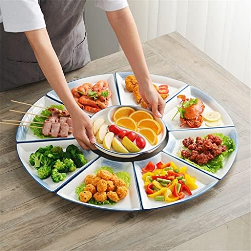 Плочи DIY чинија Поставете комбинирана плоча Керамичка плоча за домаќинства Долга табела плоча за садови во форма на садови во форма на вентилатор