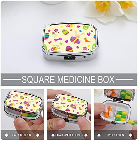 Пилула кутија Велигденски јајца Симпатична зајаче плоштад во форма на таблета таблета, преносен пилукс витамин контејнер, организатор