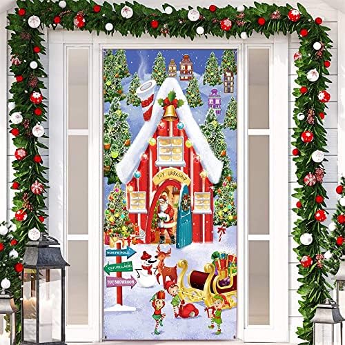 Божиќна Врата Декорација Ткаенина Дедо Мраз Банер Снежна Зимска Куќа Позадина Северниот Пол Ѕид Сцена Покритие Божиќ Фото Кабина Ѕид Знак