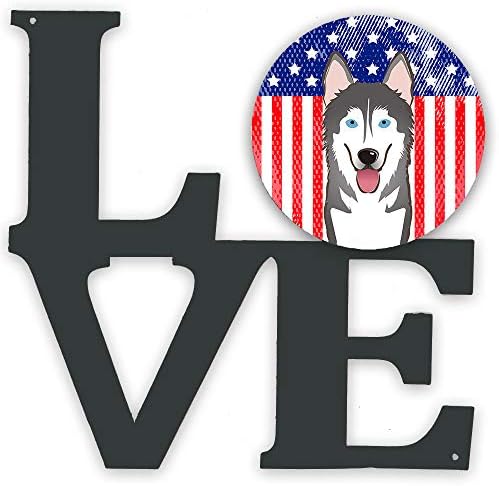 Богатствата на каролина Bb2148walv Американско Знаме И Алјаска Маламут Метал Ѕид Уметнички Дела Љубов,