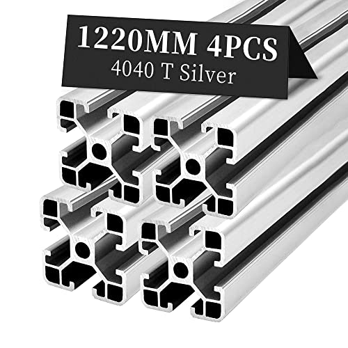 Бела заливи 4PCS 48 инчи 1220мм 4040 Lite T слот алуминиум Екstид Европски стандарден анодизиран сребрена линеарна железничка рамка