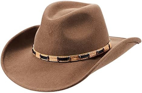 Измешајте кафеава каубојска капа со широко распространетоста волна почувствуваа капи за мажи жени западно излез на шапката