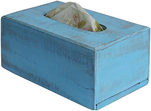 Покривка За Кутија за ткиво | Дрвена Сина Кутија За Ткиво Со Правоаголник За Бања Трпезариска Маса Спална Соба | Маса За Маса Рустикална
