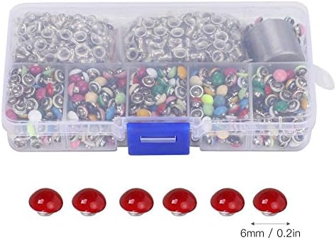 Завртки за тркалезни печурки, 6мм 380 поставени месинг шарени занити со алатки за инсталирање и кутија за DIY облека за занаети
