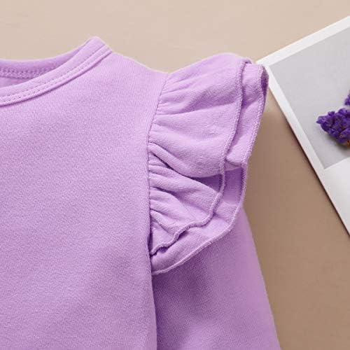 Lysmuch Toddler Baby Girls Tilts Tirt Ruffle без ракави деца памучна маичка цврста боја блуза во боја