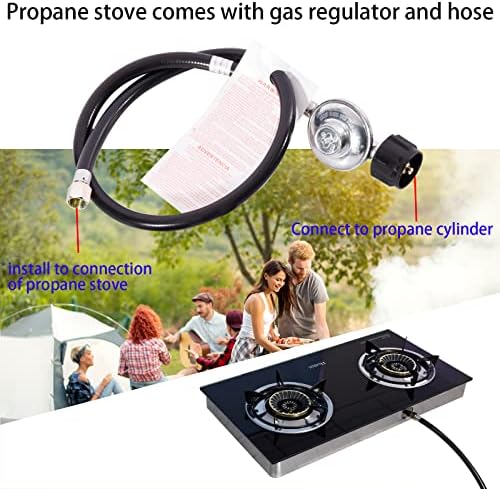 Hothit Portable 2 Rurner Propane Spove Cooktop, 28600 BTU Temered Glass Auto Signition за кујна на отворено, кампување, RV, мал стан