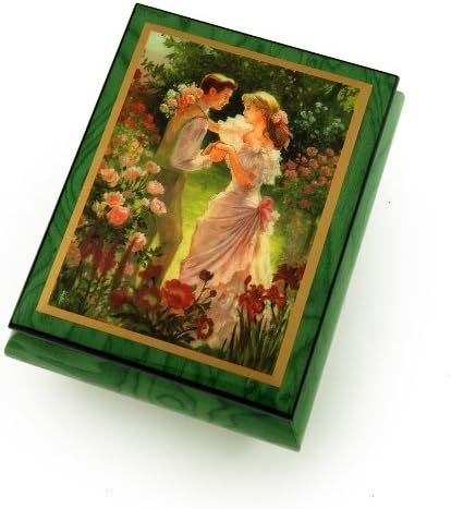 Помачки шумски зелена зелена Ерколано музичка кутија за накит - Средба на Сумамер од Бренда Бурк - многу песни што треба да се изберат - три