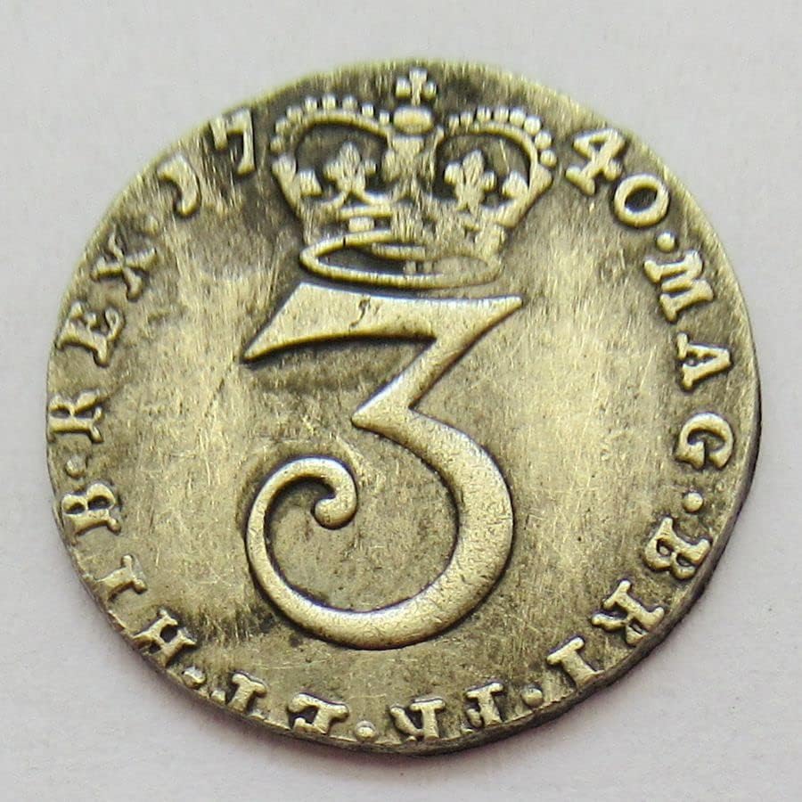 Британски 3 Пенс 1737, 1740 година комеморативна монета од странска реплика