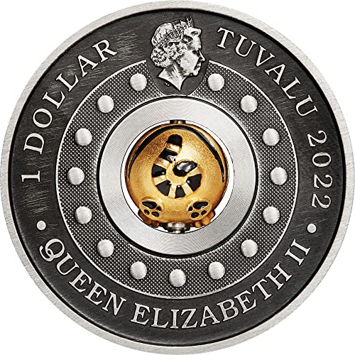 2022 Година Де Модерна Комеморативна Моќна Година На Ротирачкиот Шарм На Тигарот 1 Мл Сребрена Монета 1$ Тувалу 2022 Античка Завршница