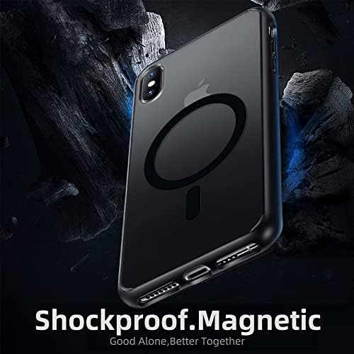 Gyizho Силна магнетна црна боја за iPhone X & XS случај [компатибилен со Magsafe] [Тестиран пад на воената оценка] Тенок заштитен