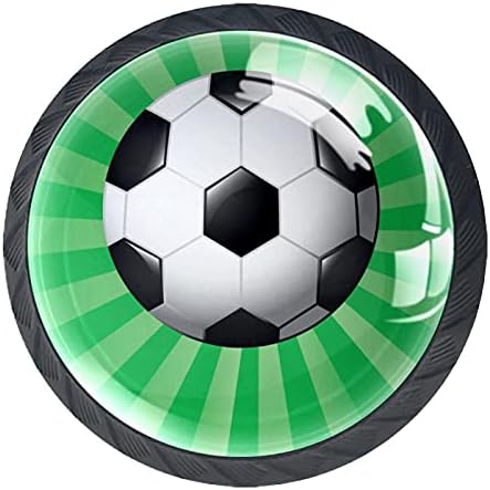 Крајдо Фудбал Фудбал Зелена позадина Рачка на фиоки за фиоки за 4 парчиња тркалезно копче на кабинетот со завртки погодни за домашна