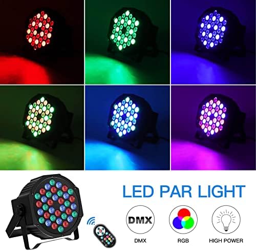 Студени светла, u`king 20 пакувања 36LED RGB LED PAR светла, 7 канали DJ Party Lights со далечински управувач и DMX контролер звук