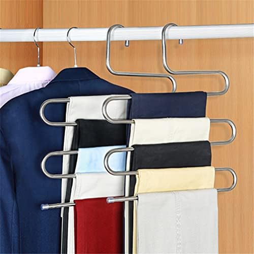 GSDNV 5 слоеви облеки од не'рѓосувачки челик закачалки S облик панталони закачалки за складирање облека за складирање на облека