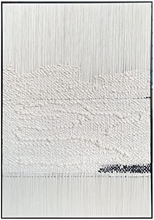 Рачно насликано текстурирано масло за сликање-Вертикално цврсто бело тродимензионално густо апстрактно сликарство Голема дневна соба