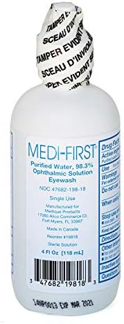 Medi-First Eyewash, плакнење на очите и заштита, резерви за прва помош, 4 мл. & Антисептично, шише со спреј, 2 мл.