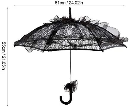 Plplaaobo Нова чадор за чипка на црна боја, чадор за парасол за дама жени декорирање танцувајќи фотографија за фотографија