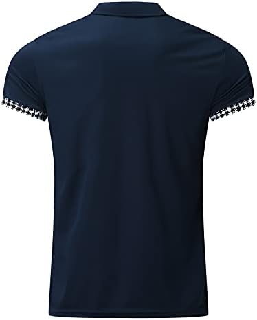 Машки летни поло маици обични кратки ракави за кратки ракави на врвовите на вратот опуштено вклопуваат спортски голф поло -тунични