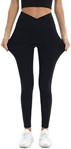 Kojooin женски јога панталони со џебови со високи половини од половината за контрола на вежбање хеланки кои трчаат салата атлетски панталони