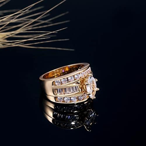 Дами ангажман бакар популарен моден подарок циркон вметнат накит прстени прстени трендовски пржени прстени сет
