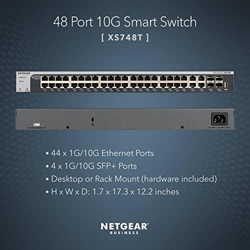 Netgear 48 - Порта 10g Ethernet Паметен Прекинувач-Управуван, со 4 x 10 Gigabit SFP+, Десктоп или Rackmount и Ограничена Заштита На