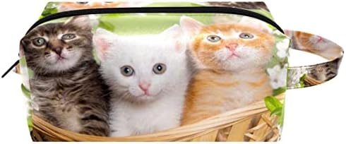 Тбуобт Козметички Кеси За Жени, Торба За Шминка Организатор На Додатоци За Тоалетна Торба За Патувања, Животни Три Мачиња