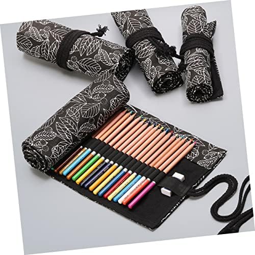 Складирање на фавомото 2 парчиња за завиткување на голема организатор на торба за молив завеса црна студентска лисја лисја-црни канти
